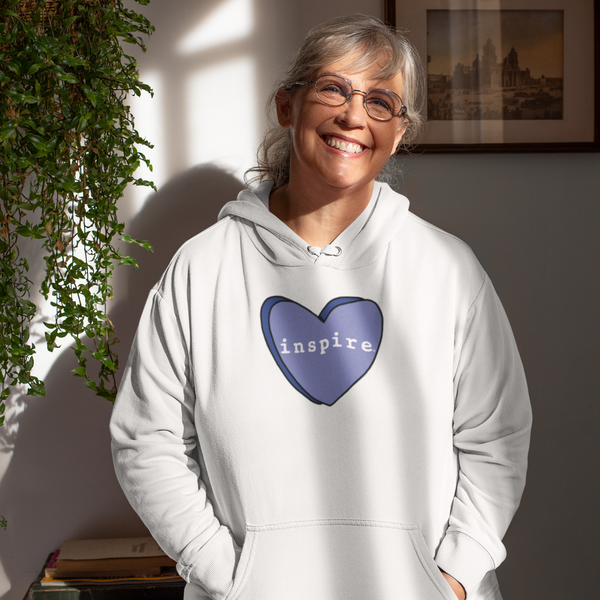 inspire Blue Candy Heart Unisex Hoodie