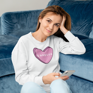 inspire Pink Candy Heart Unisex Crewneck