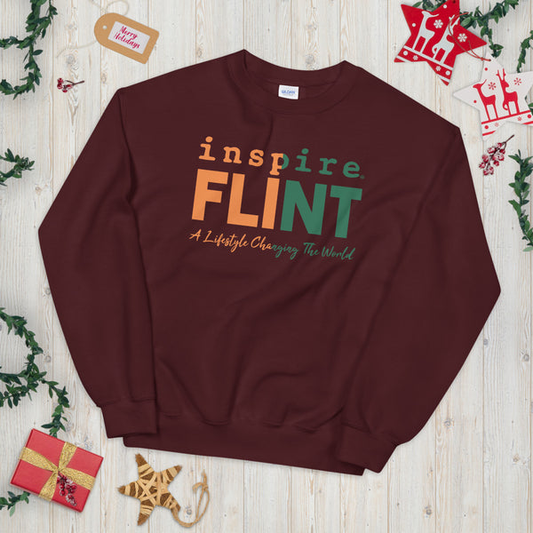 inspire Flint Green and Orange Unisex Sweatshirt