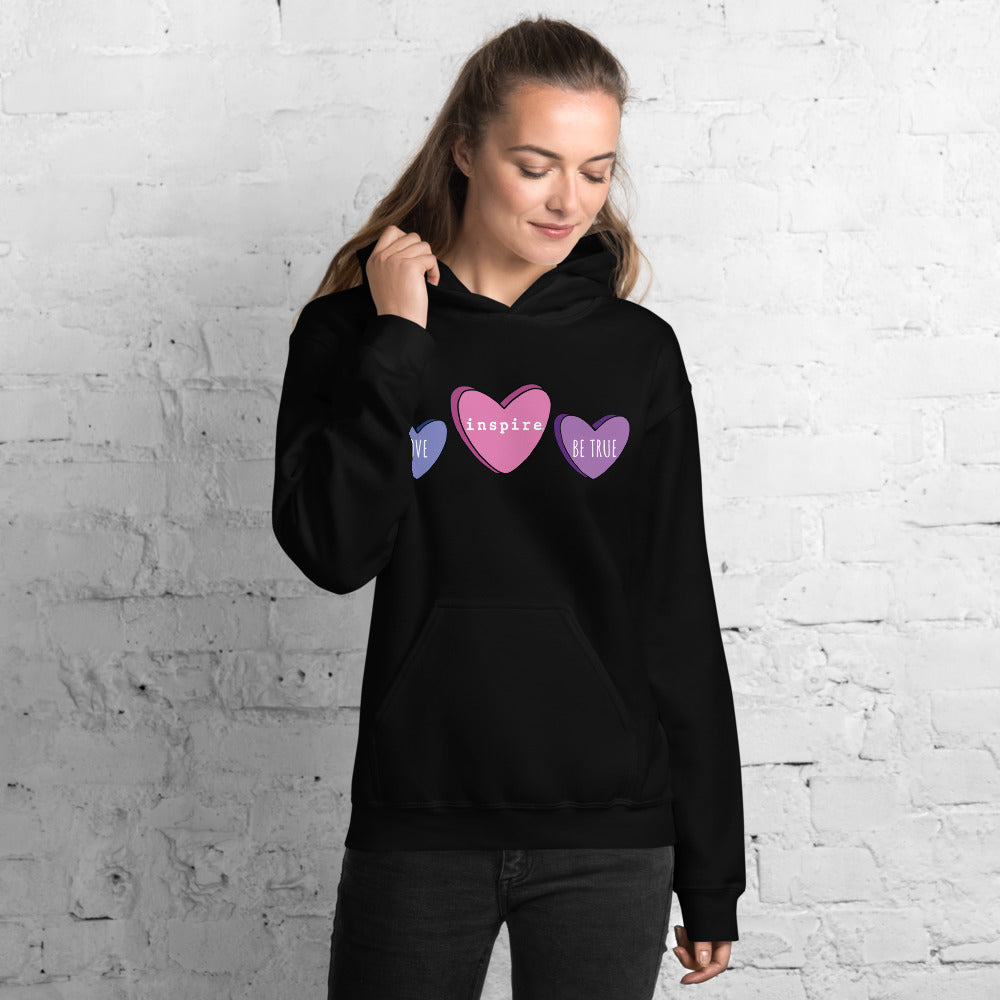 inspire Candy Hearts Unisex Hoodie