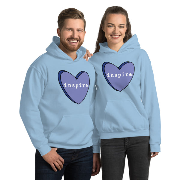 inspire Blue Candy Heart Unisex Hoodie