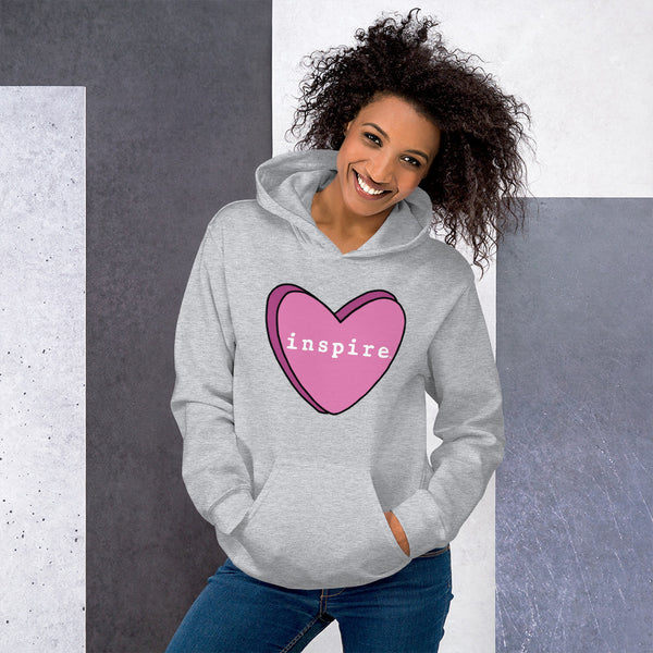 inspire Pink Candy Heart Unisex Hoodie
