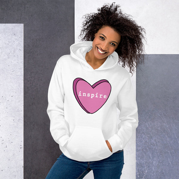 inspire Pink Candy Heart Unisex Hoodie