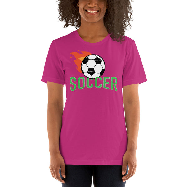 inspire Soccer Ball Flamin' Unisex t-shirt