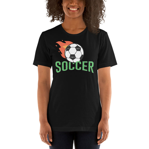 inspire Soccer Ball Flamin' Unisex t-shirt