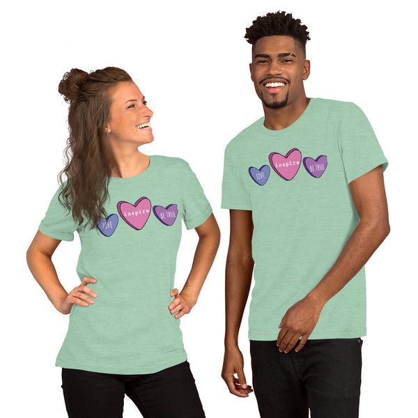inspire Candy Hearts Short-Sleeve Unisex T-Shirt