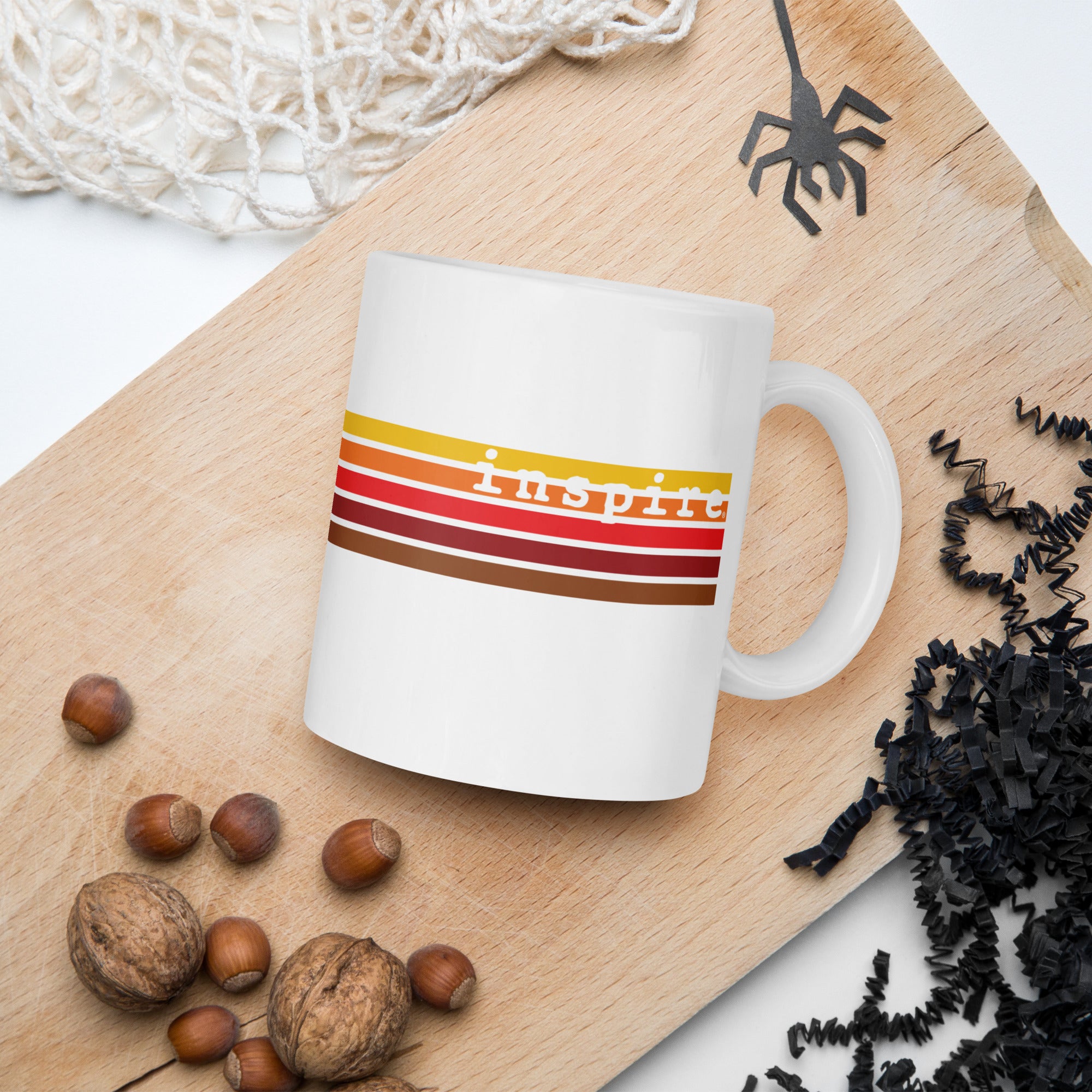 inspire Retro Stripes White glossy mug