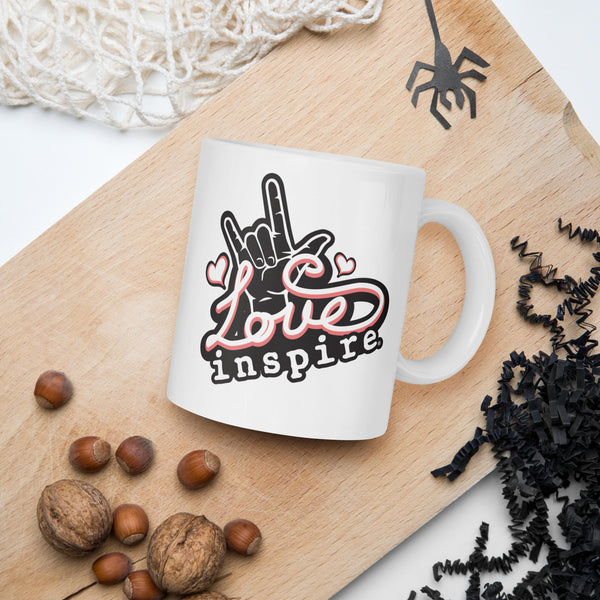 Love inspire White glossy mug