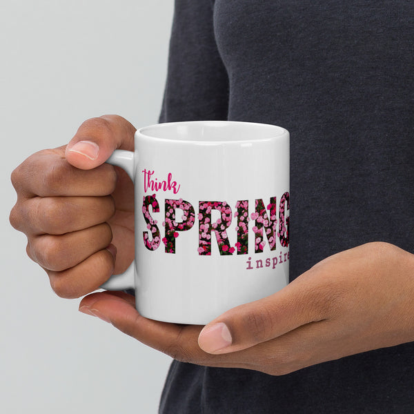 inspire Think Spring White glossy mug