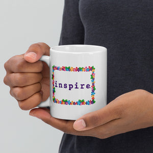 inspire Spring Flowers White glossy mug