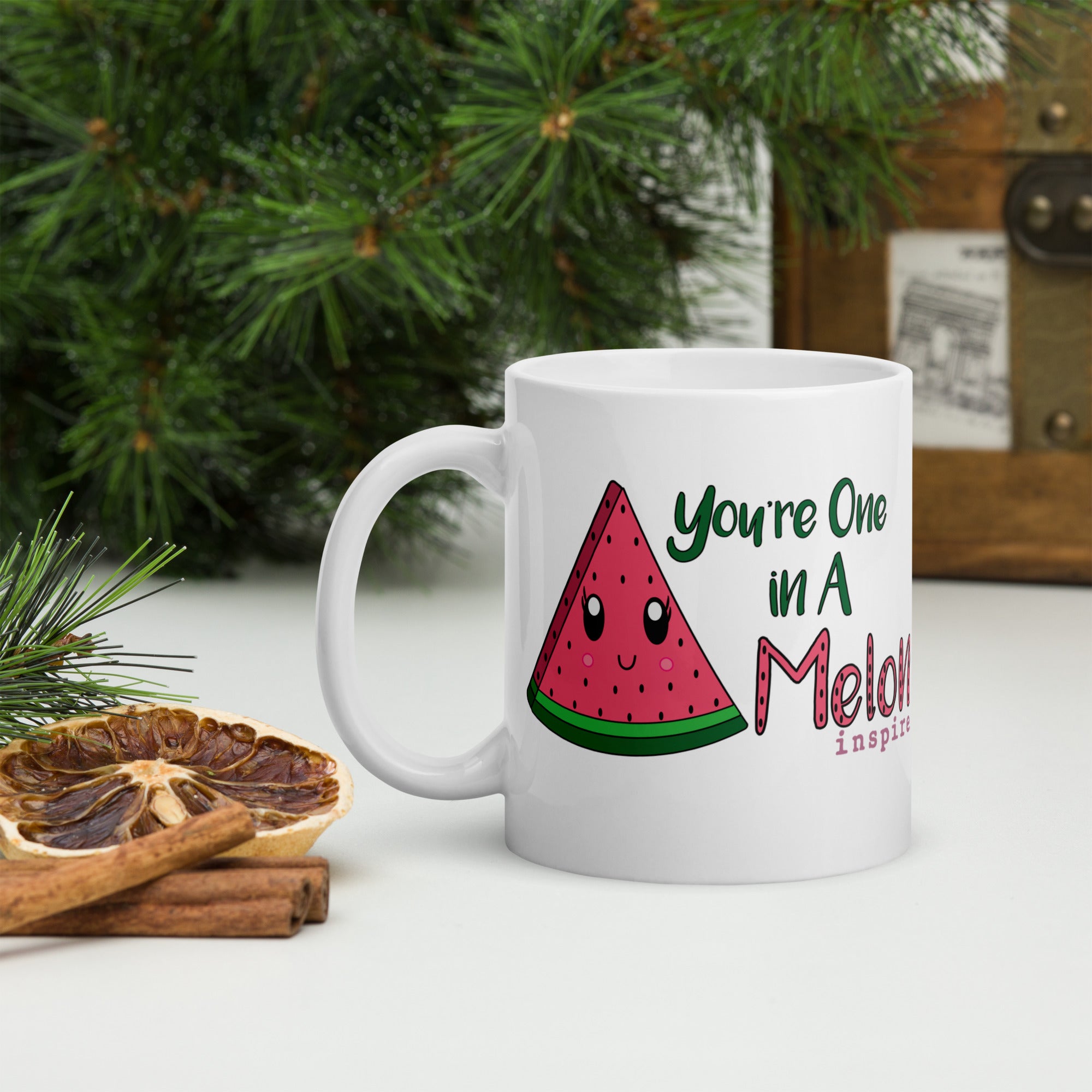 inspire You're One In A Melon White glossy mug