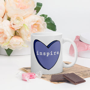 inspire Blue Heart White glossy mug