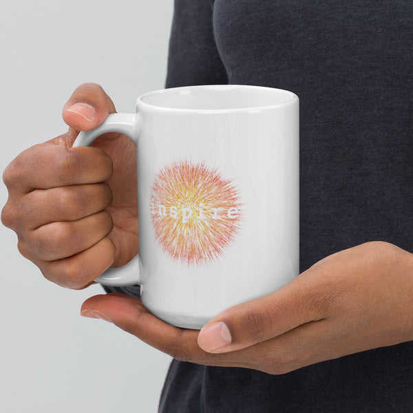 inspire Firework White glossy mug