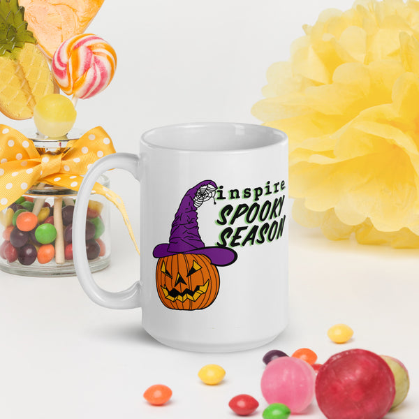 inspire Spooky Season White glossy mug