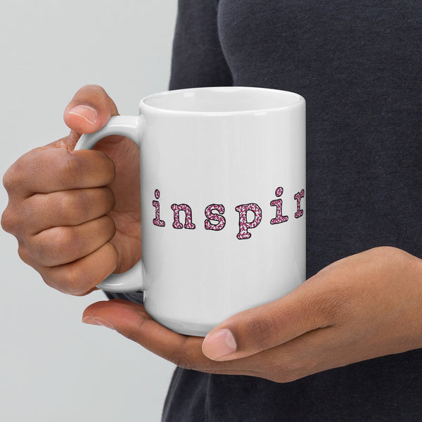 inspire Breast Cancer White glossy mug