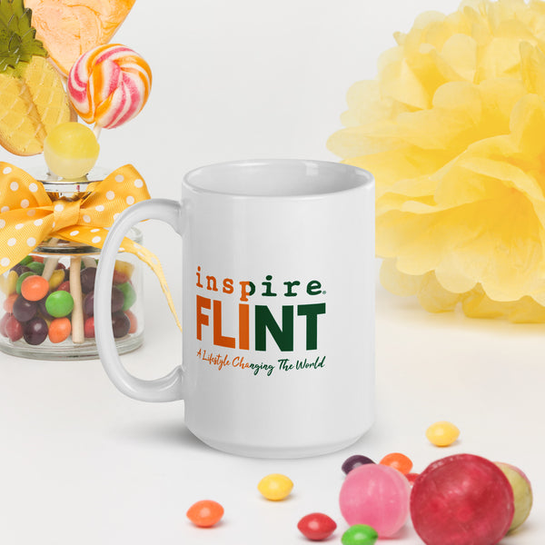 inspire Flint Orange and Green White glossy mug