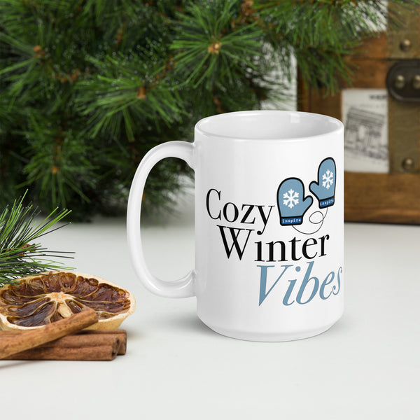 inspire Cozy Winter Vibes White glossy mug