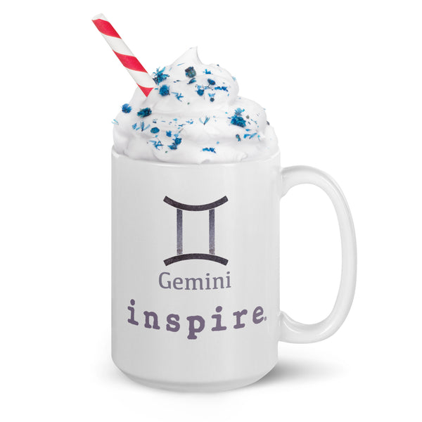 inspire Gemini Astrology White glossy mug